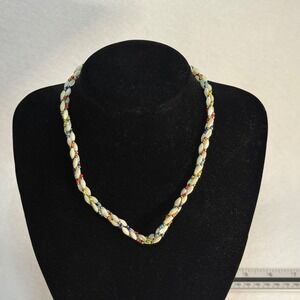 Vintage Multi Strand Twisted Seed Bead Rice Bead Necklace Colorful Boho 16 Inch